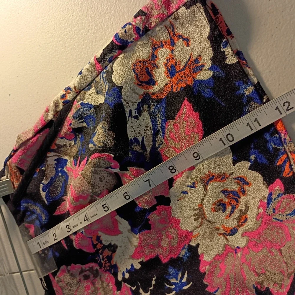 Sugarlips Women Floral High Waisted Shorts Pink Blue Black Exposed Zipper Small